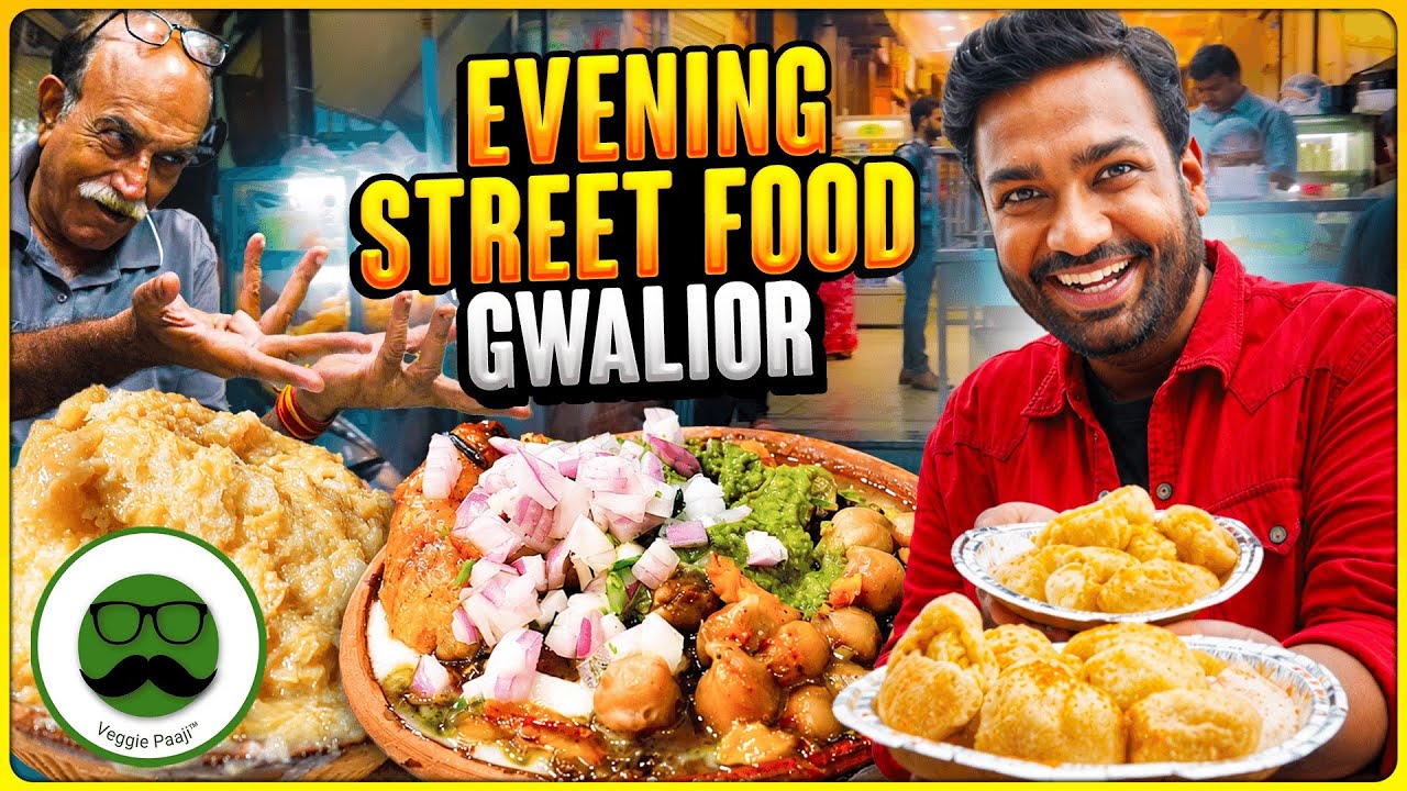 Evening Street Food in Gwalior Pt 1 | Shri Ram Tikki , Bhalle, SB Food Roll & More | Veggie Paaji
