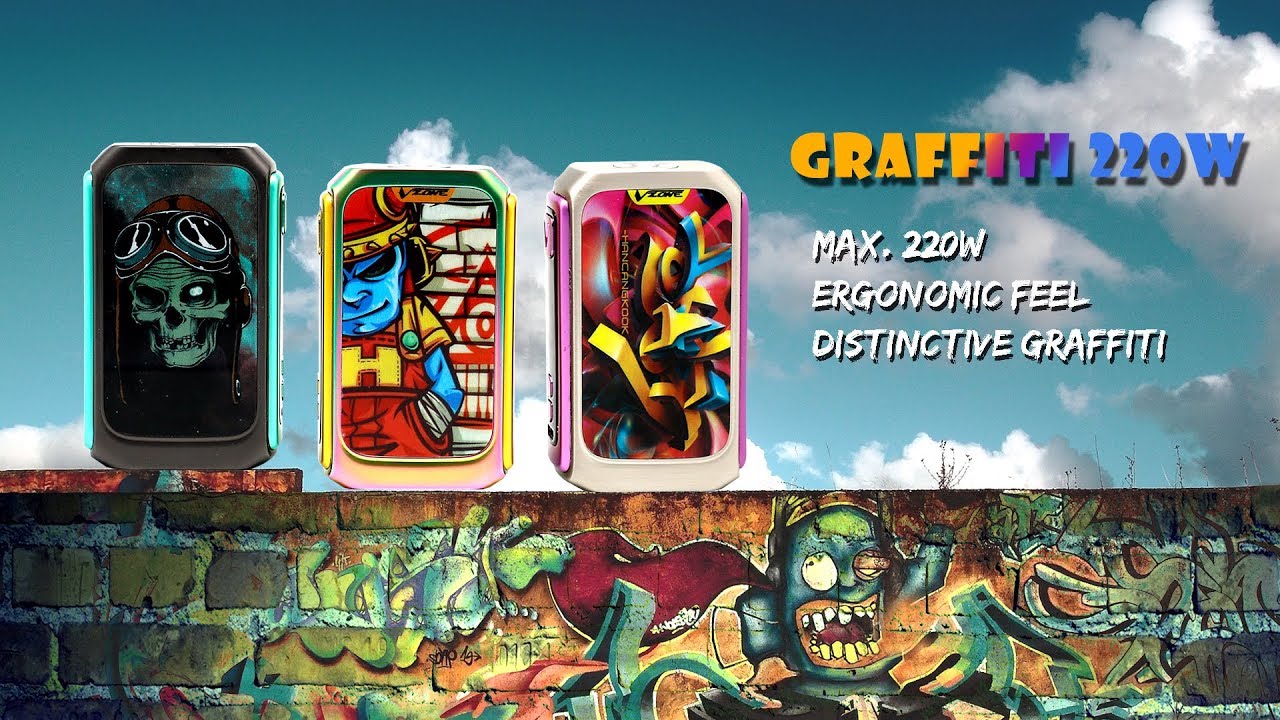 Unique design Vzone Graffiti 220w with dual 18650 battery--Vzone official release
