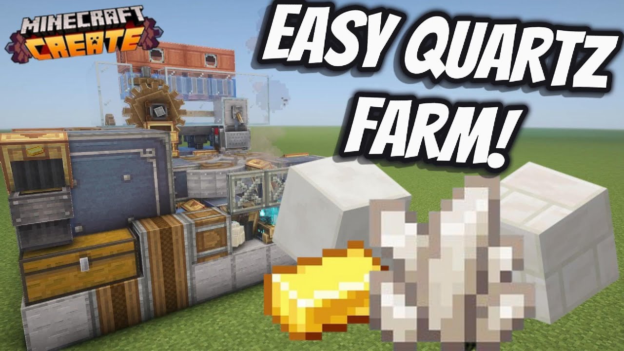 FAST and COMPACT Nether Quartz Farm - Produces Gold Too! | Create Mod Tutorial