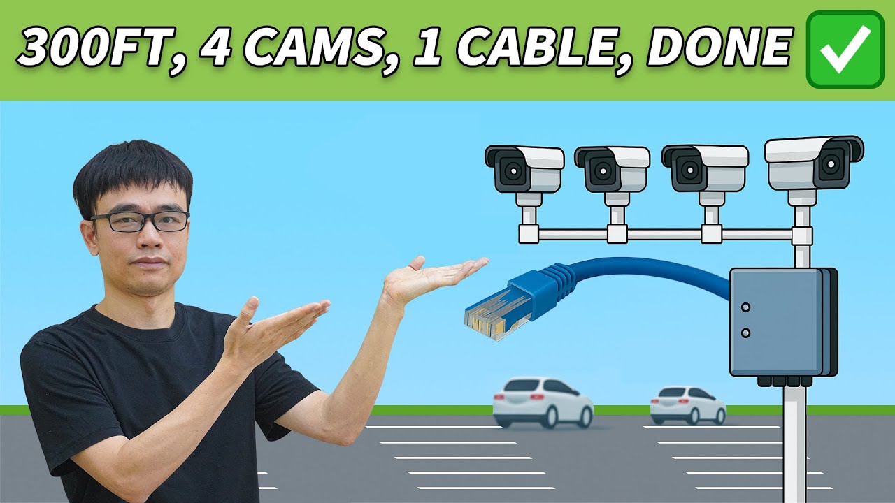 Power 4 PoE Cameras with 1 CAT6 Over 300ft! | Parking Lot IP Camera Setup