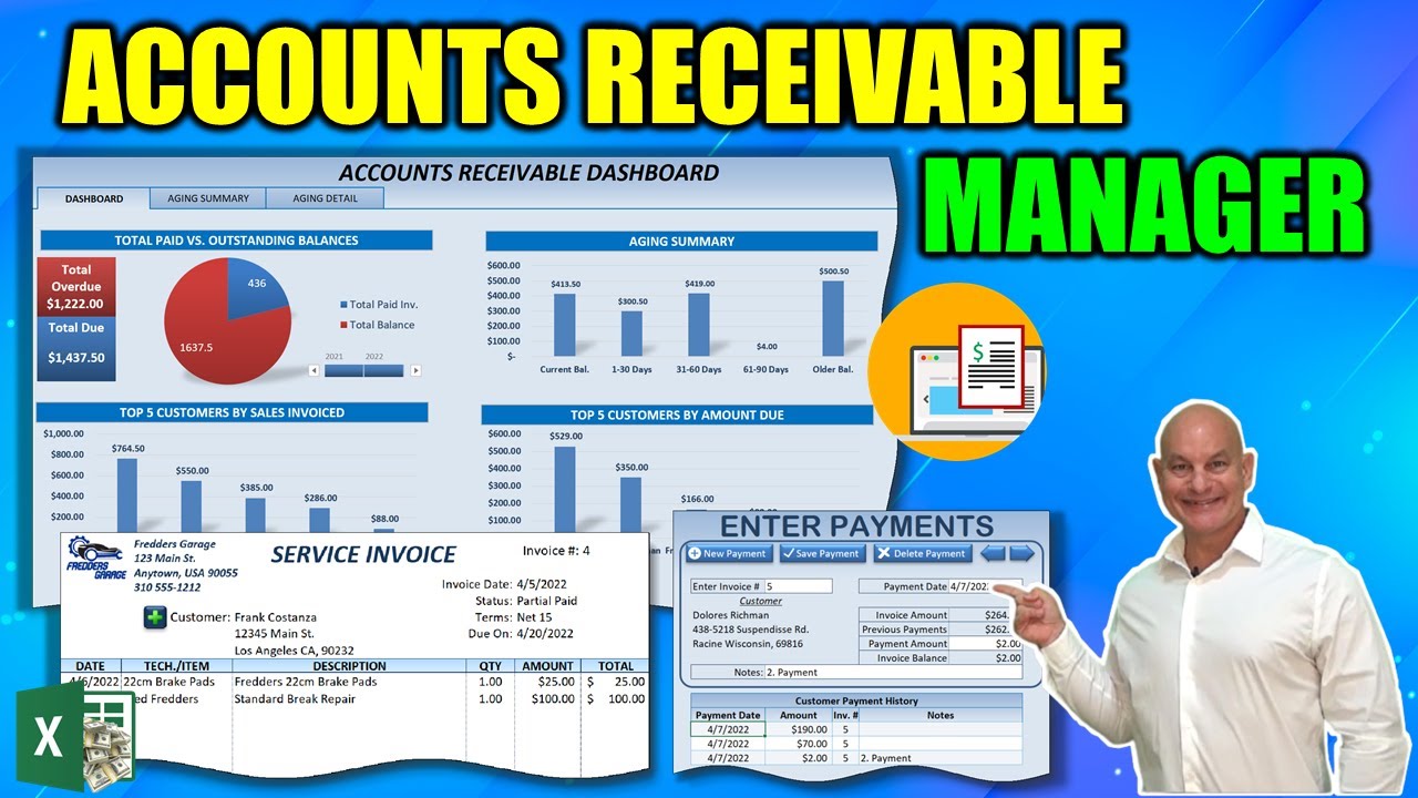 Full Accounts Receivable Workflow in Excel | Invoicing, Payments & Visual Analytics