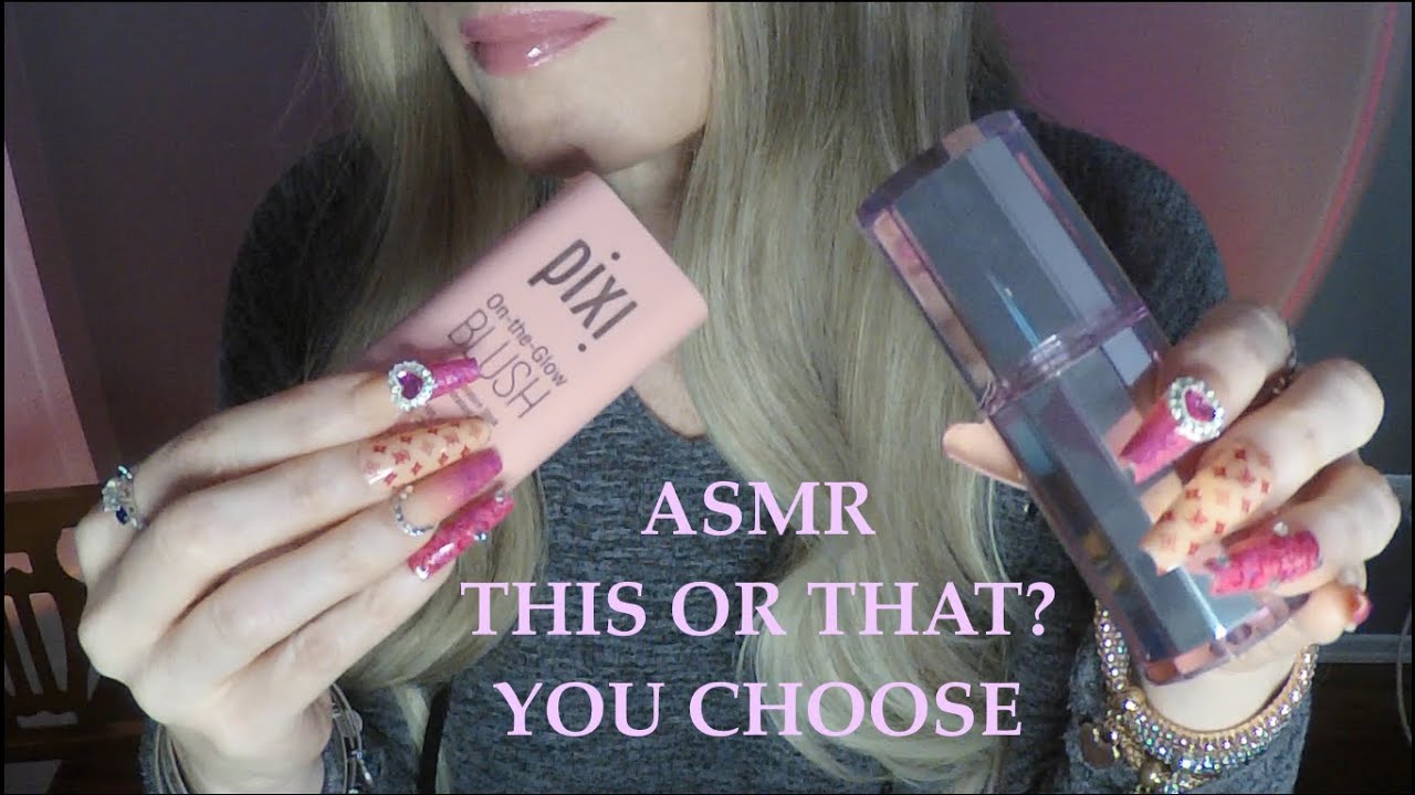 ASMR Gum Chewing THIS OR THAT You Choose | Whispered Long Nail Tapping