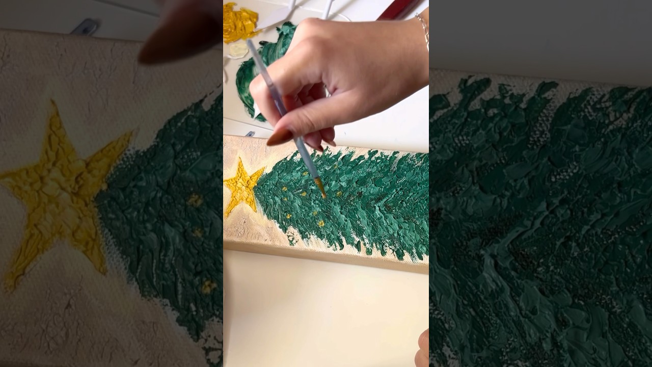 Abstract take on Christmas🎄❤️ #christmasdecor #christmaspainting #texturedpainting #abstractart