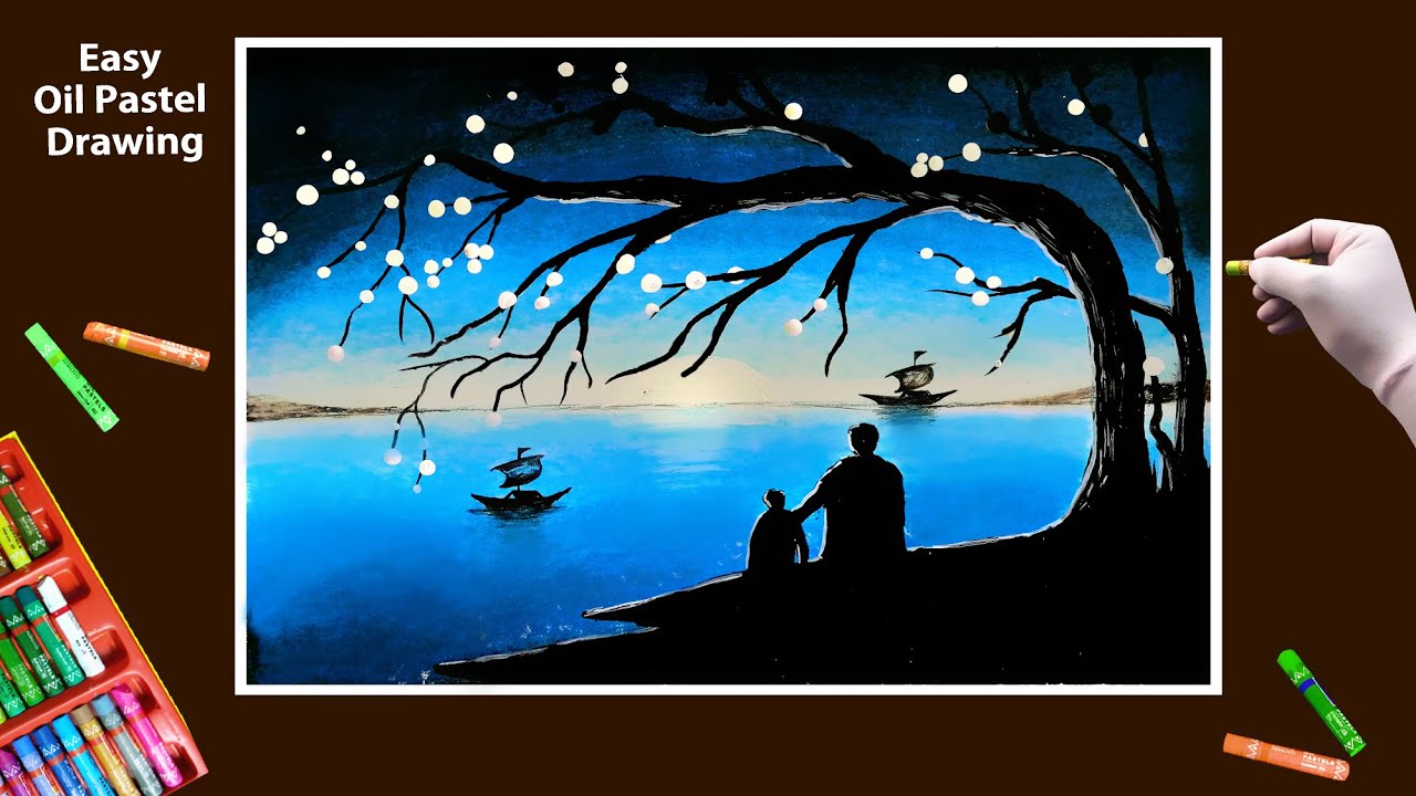 Friendship Day Drawing by Oil Pastel step by step || Father’s Day Drawing