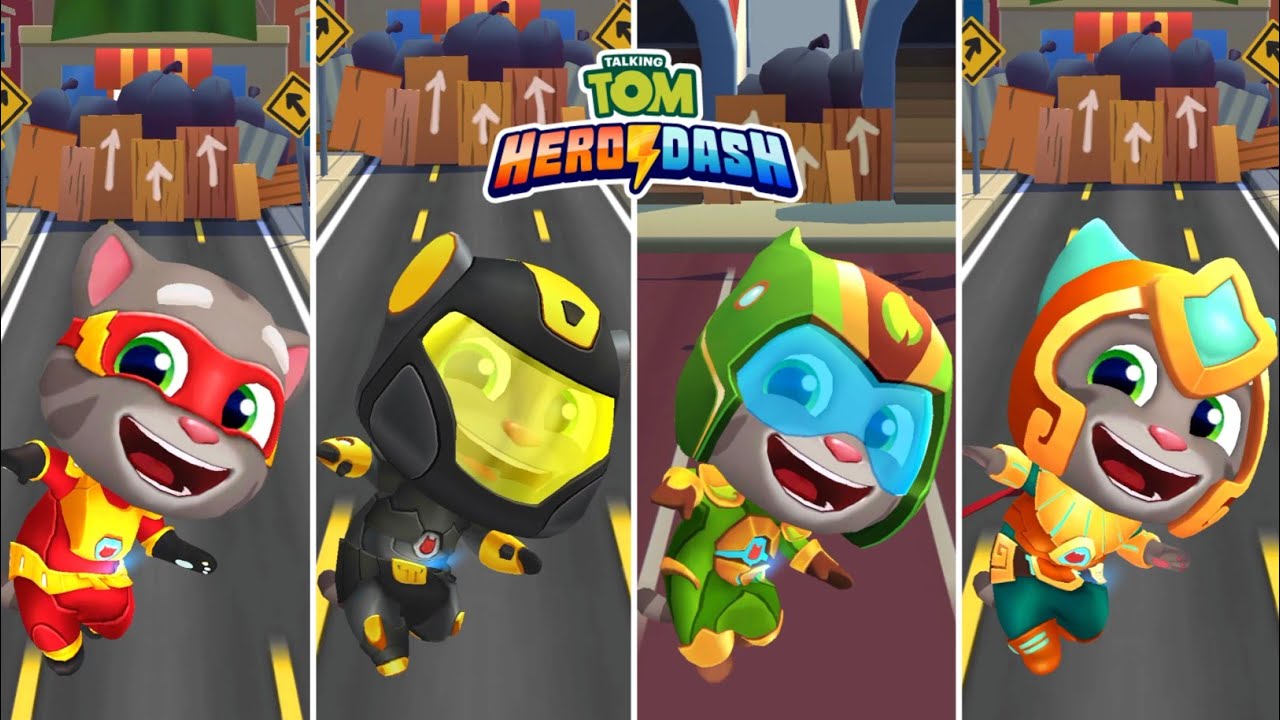 Talking Tom Hero Dash Super Tom VS Black Jet Tom VS Power Plant Tom VS Gold Flash Tom Gameplay