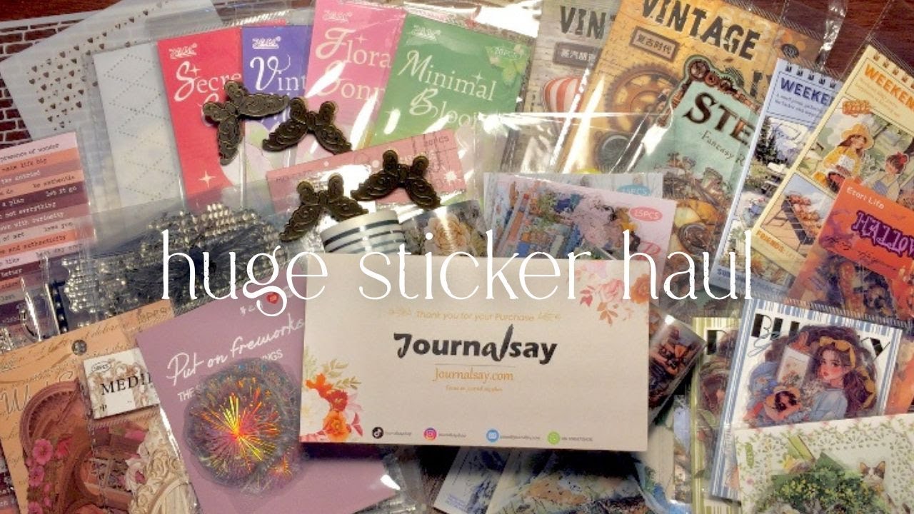 🌸 asmr unboxing huge journal supplies haul ft. journalsay | stickers, pet tapes, stamps & stencils