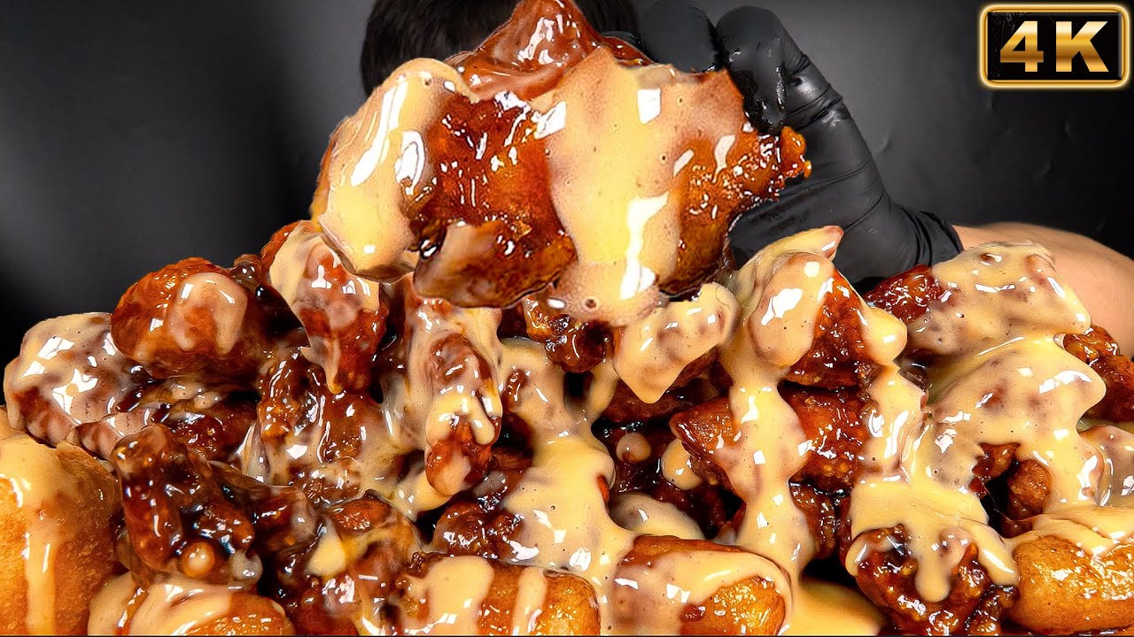4K MUKBANG ASMR | Gamaro GangJeong & Cheese Garlic Sauce 가마로 강정 & 치즈 갈릭 소스