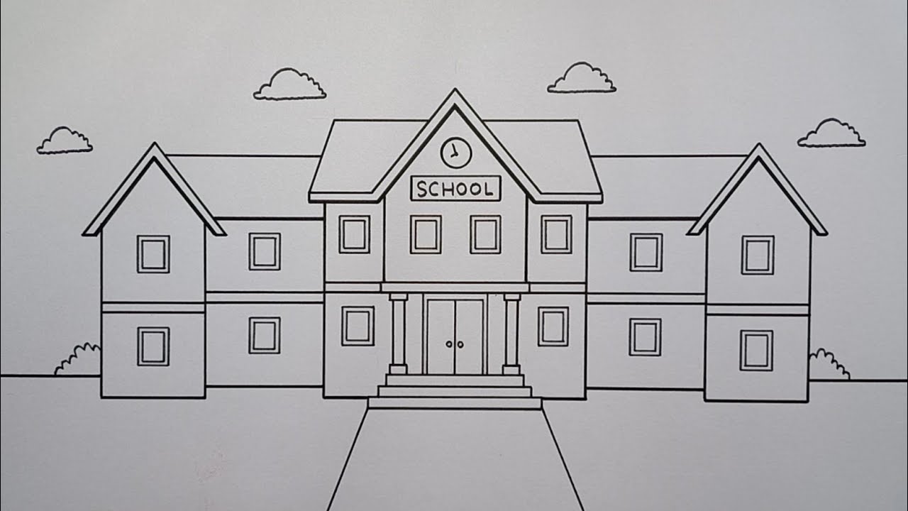 How to Draw a School | Easy School Drawing For Beginners