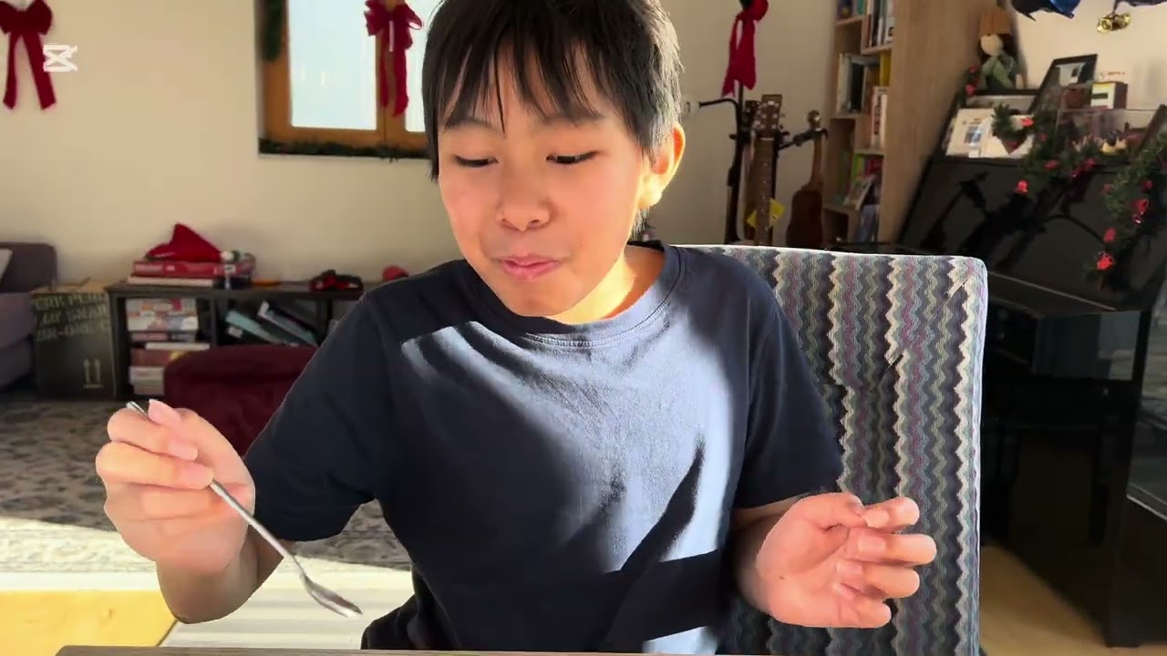 11 years old boy make special ice drink 