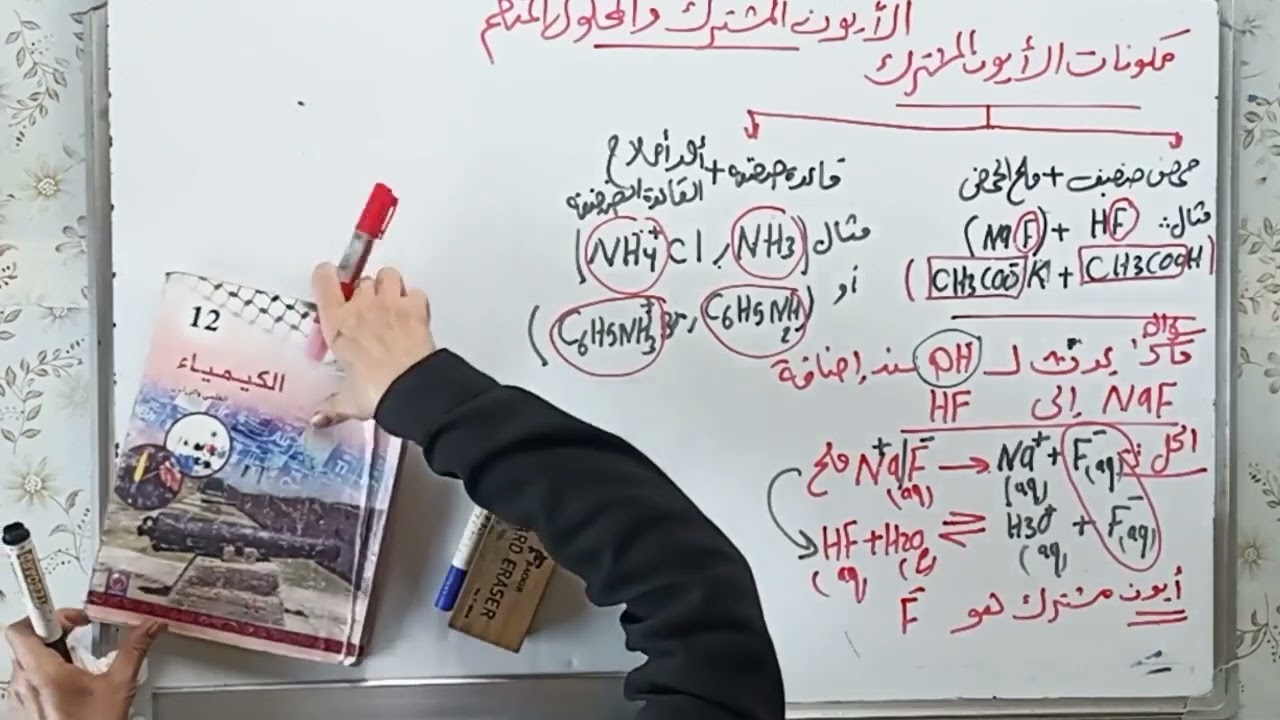 الكيمياء توجيهي فلسطين الوحدة الثالثة الأيون المشترك والمحلول المنظم (1)