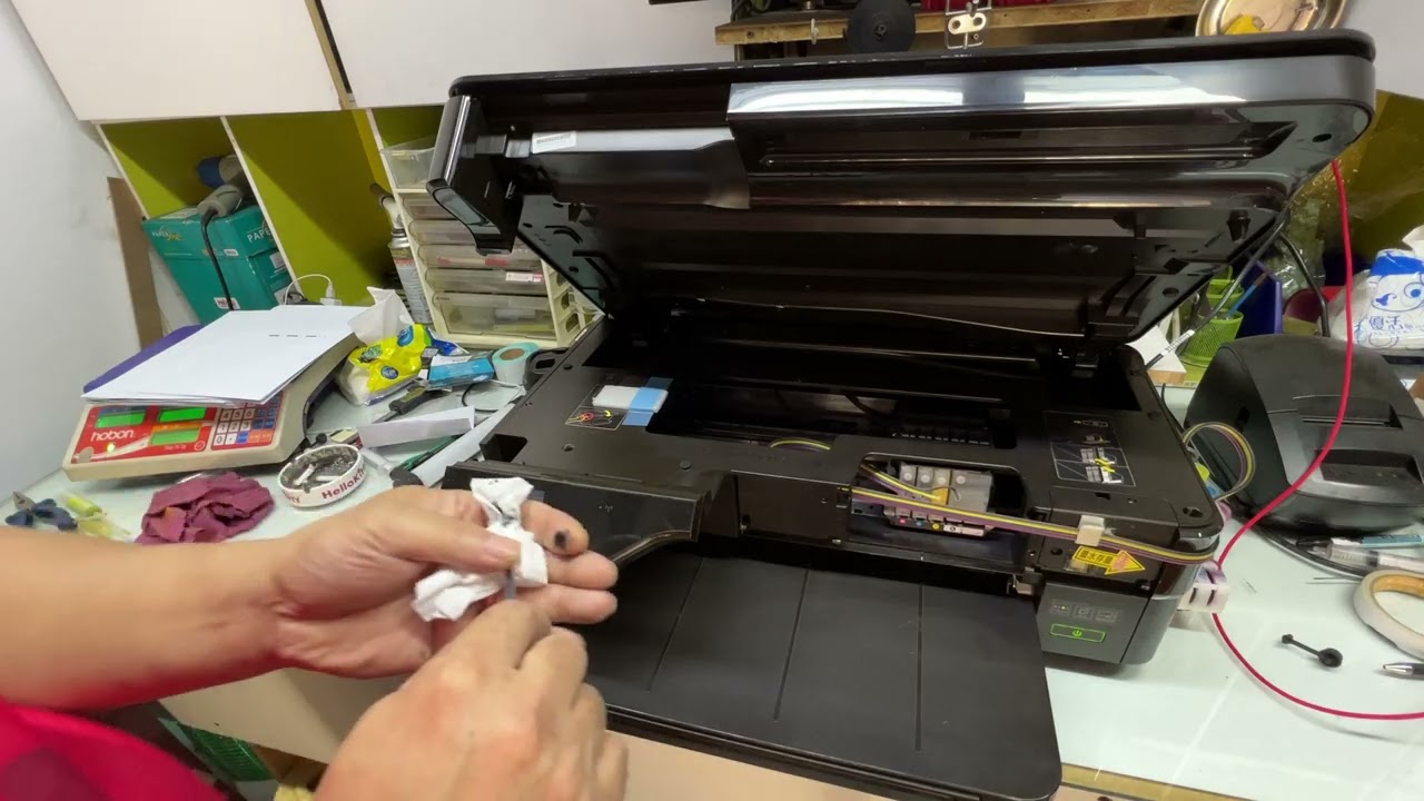 【檢修紀錄】HP OfficeJet 7610 檢測維修紀錄 #02 #黑色堵塞清通 #黑色墨水用盡會出現印表機錯誤 #機器設定為工程模式開機 #黃色混色清通 20251208