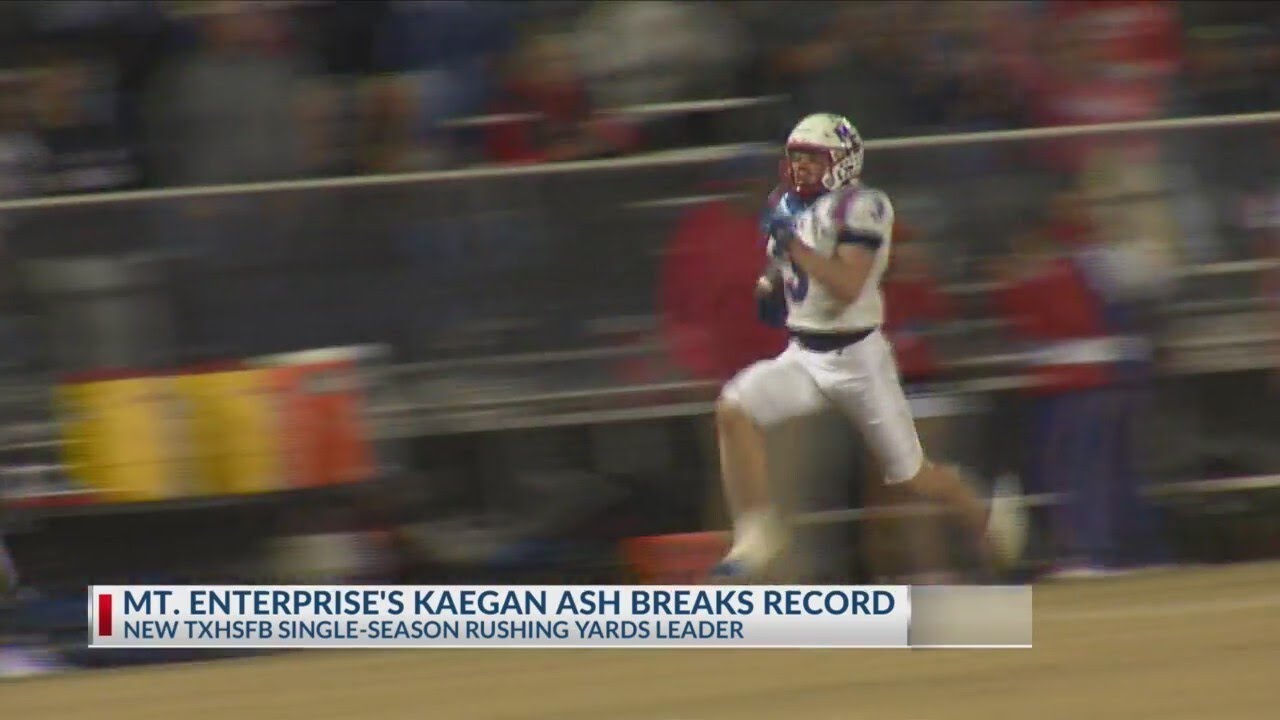 Mount Enterprise&rsquo;s Kaegan Ash etching his name in the Texas high school football record books