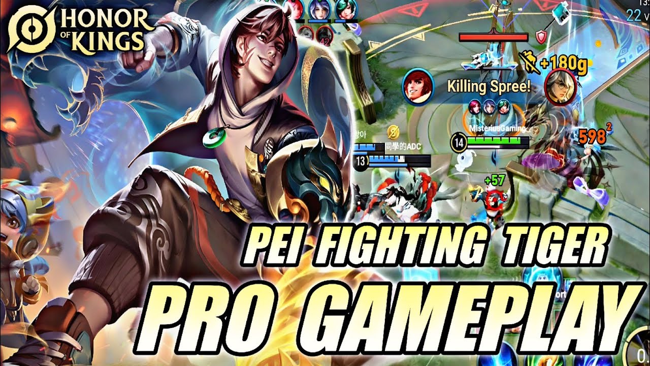 HOK : PEI FIGHTING TIGER PRO GAMEPLAY SOLO RANKED - TECHNIQUE USING PEI 100% UNSTOPPABLE!