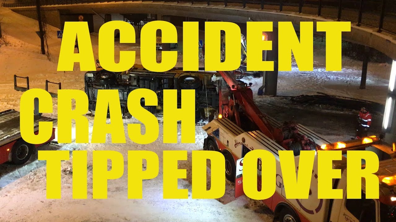 Concrete pump truck tip over in Perkkaa, Espoo, Finland