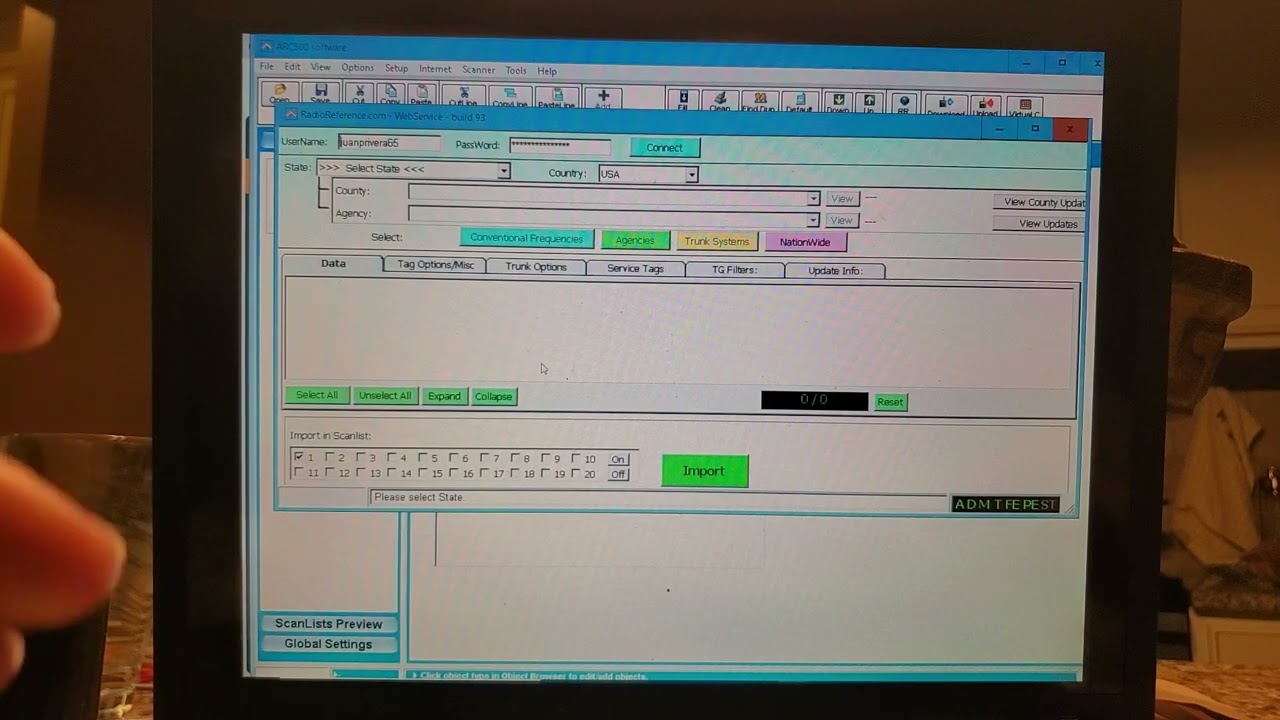 Whistler 1040 and 1065 scanner butel arc500 software programming.