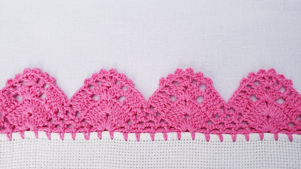 Barrado/bico para pano de prato #croche #crochet #barradinhodecroche 🌸 #651