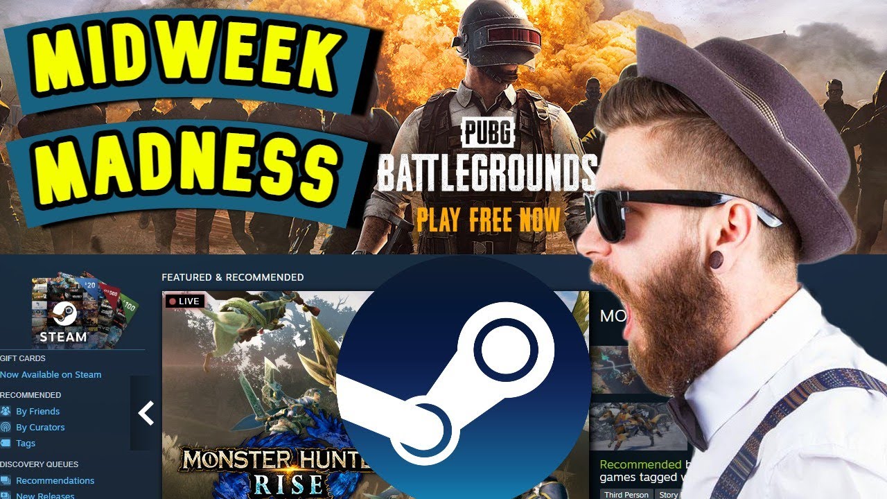 Midweek Madness Steam + PUBG For Free + Monster Hunter Rise + God of War and many more