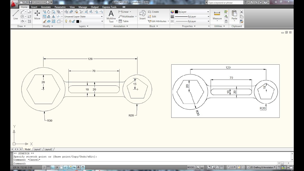 AUTOCAD 2D ||  Practice Drawing || Exercise - 1 || Basic Tutorial for Beginners