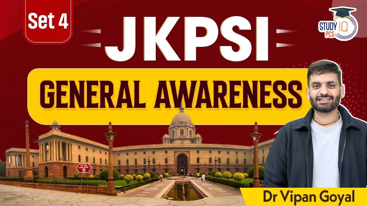 JKPSI General Awareness l Jammu Kashmir SI Set 4 General Awareness MCQs by Dr Vipan Goyal StudyIQ