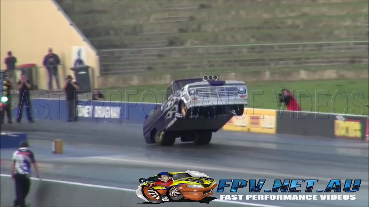 WHEELSTANDING BLOWN V8 F100 DANDY ENGINES 7.14 @ 185 MPH SYDNEY DRAGWAY 3.8.2013