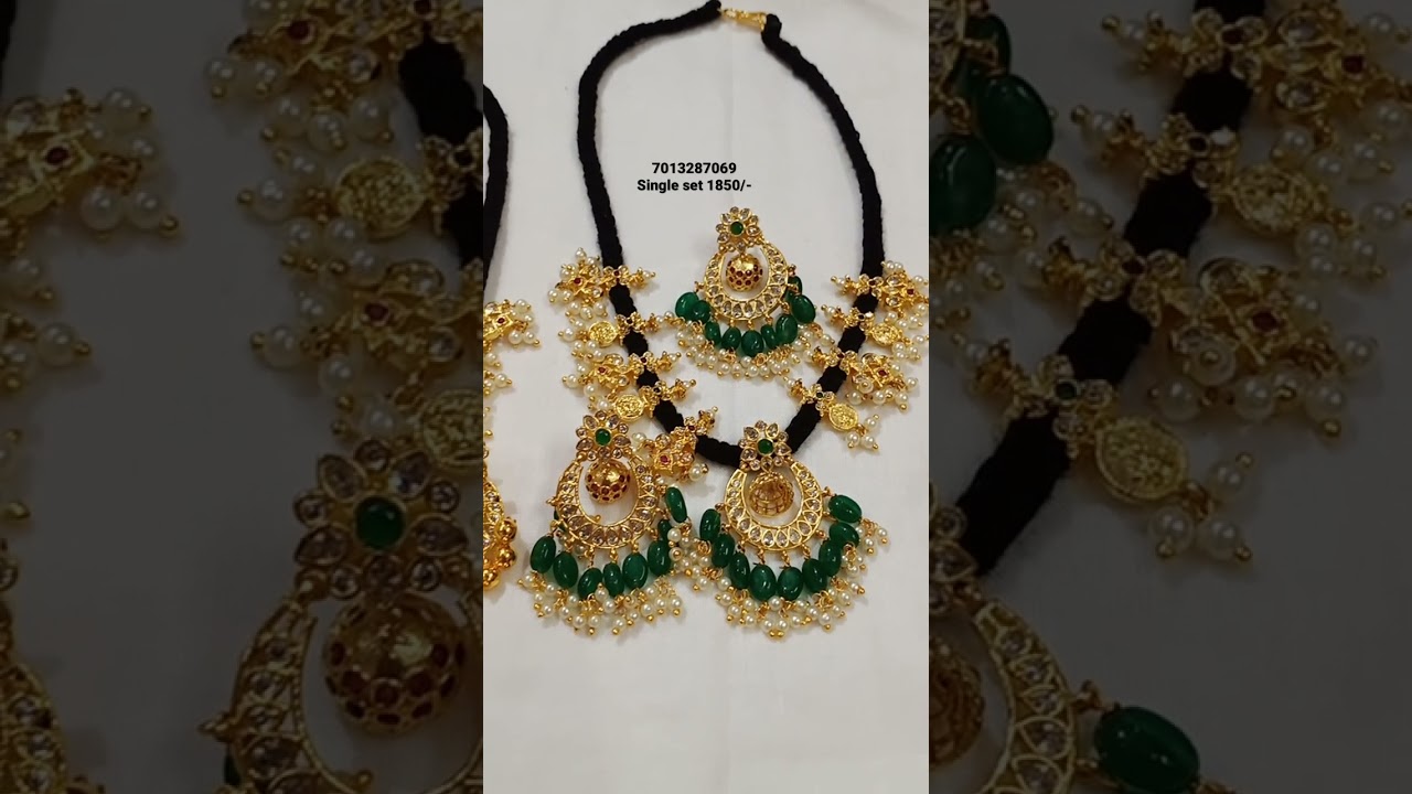 Beautiful chandhbali thread necklace with pushback earrings||no cash on delivery