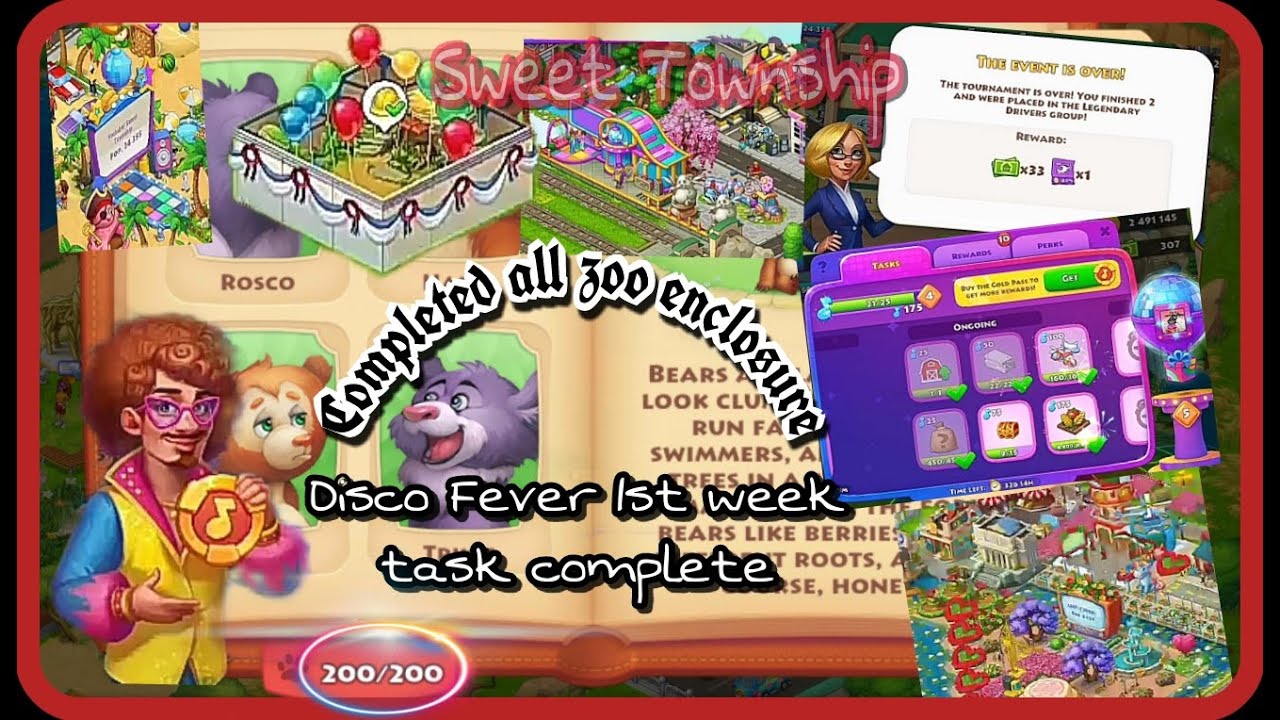 Completed my all Zoo Enclosures 🐾🐱, Disco Fever 1st week task complete,town visit :- Land of beauty