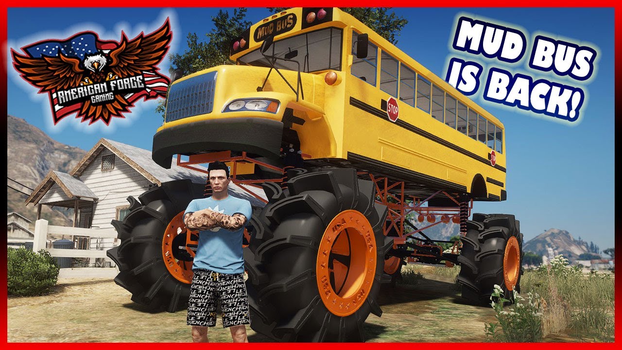 RUNNING OVER COP CARS IN GAINT MUD BUS! - GTA5 RP  - AFG
