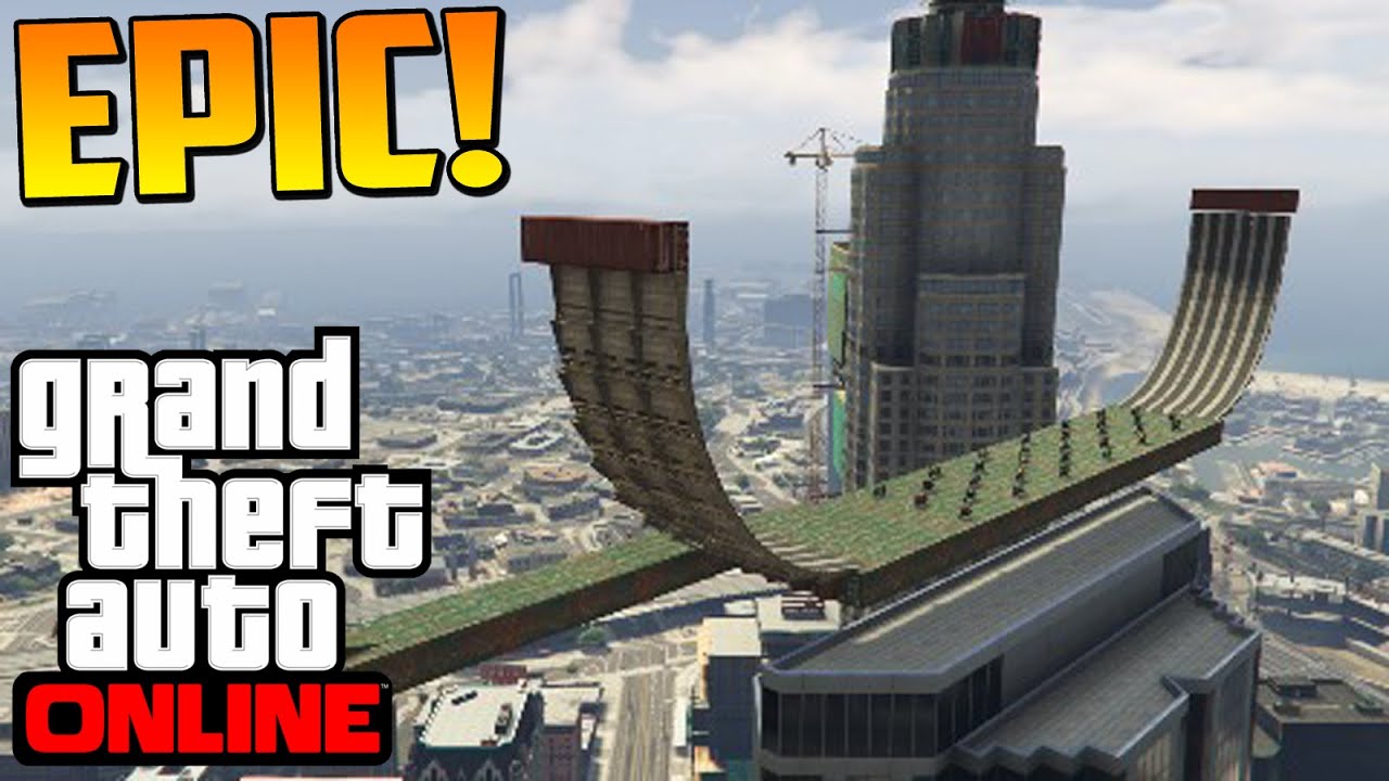 SÚPER DIFICIL!! MEGA RAMPA BESTIAL!!! - Gameplay GTA 5 Online Funny Moments (Carrera GTA 5 PS4)