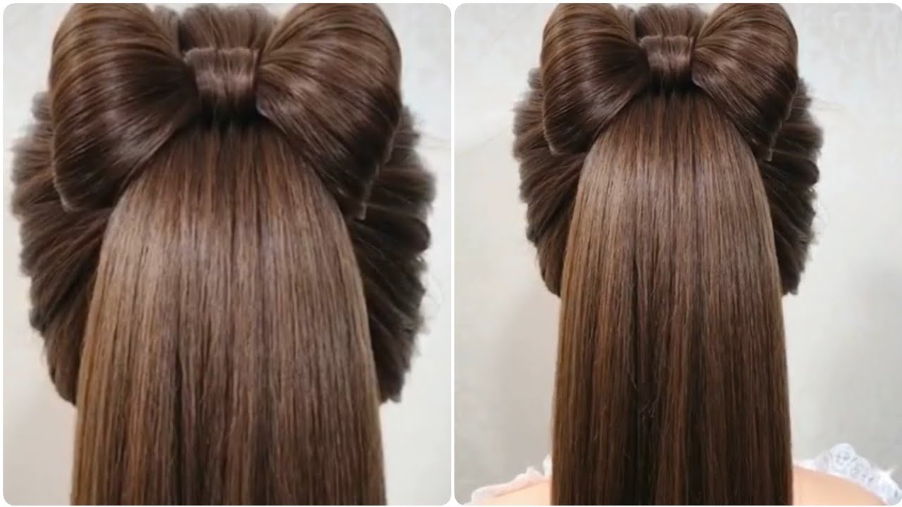 Cute & Easy Bow Ponytail Hairstyle .