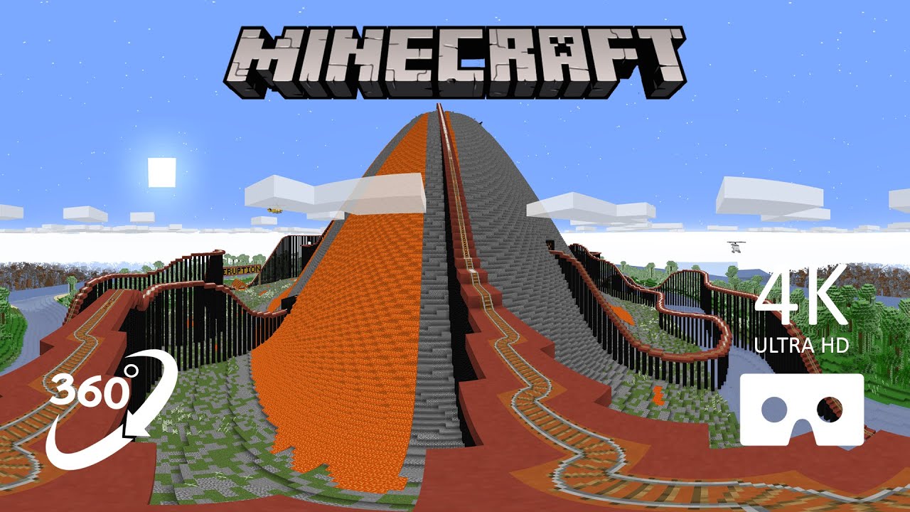 MINECRAFT VR AND 360° - VOLCANO ROLLER COASTER RIDE