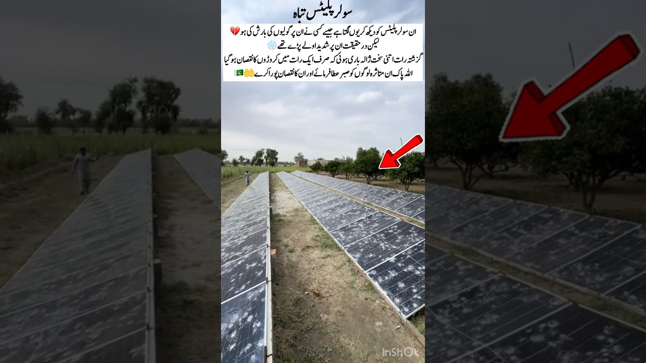 Heavy Hailstorm Damaged Solar Panels in Pakistan😢#Hailstorm #PakistanWeather #SolarPanels #foru