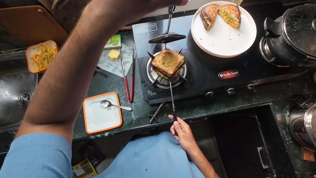 ASMR | How to make 3 layer veg sandwich | POV Cooking | Bina Piyaz Lesun | No Onion No Garlic | 🇮🇳