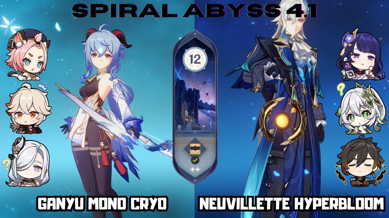 C0 Ganyu Mono Cryo & C0 Neuvillette Hyperbloom | 4.1 Spiral Abyss Floor 12 | Genshin Impact