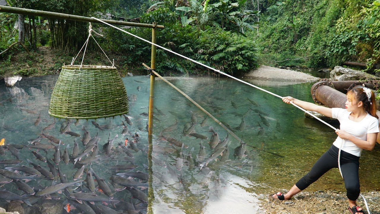 I Have Caught Fish Trap Woven From Bamboo Simple, Effective / Harvesting A Lot Of Big Fish
