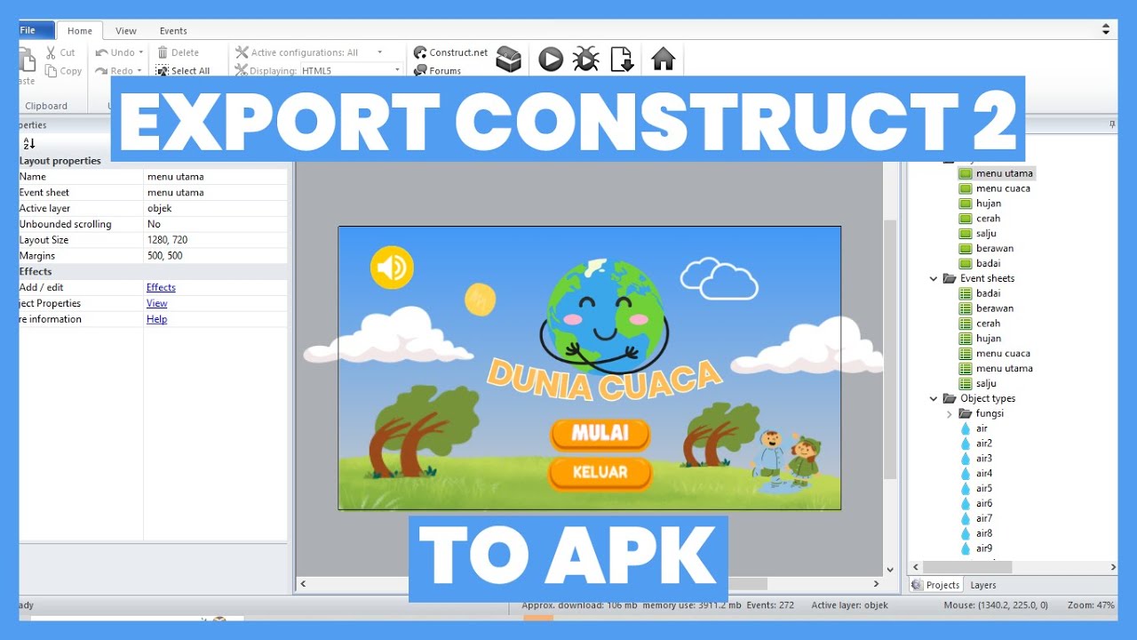 TUTORIAL LENGKAP CARA EXPORT GAME CONSTRUCT 2 MENJADI FILE APK ANDROID