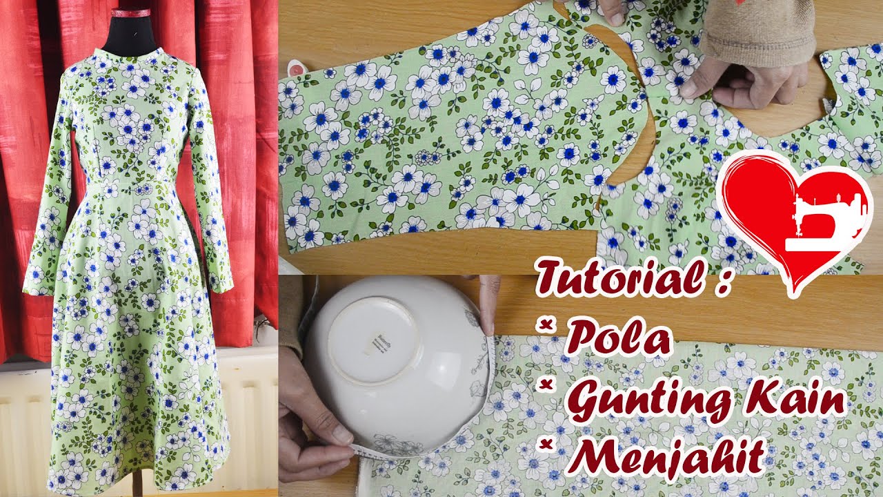 The easiest, fastest, and no-stress Semicircle Dress Sewing, Half Circle Dress Tutorial / Menjahit