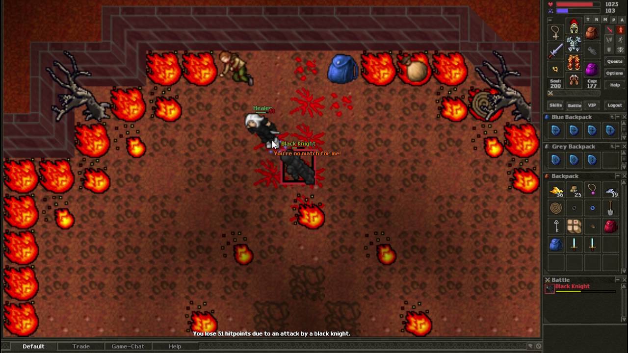 Tibia 7.4 Black Knight Hunting Knight Legs Drop Thronia