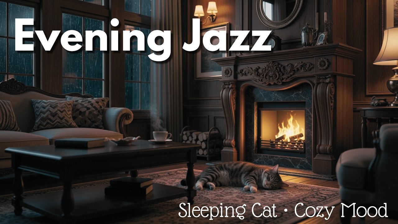 Evening Jazz with Sleeping Cat | Soothing Background Music for Study & Meditation