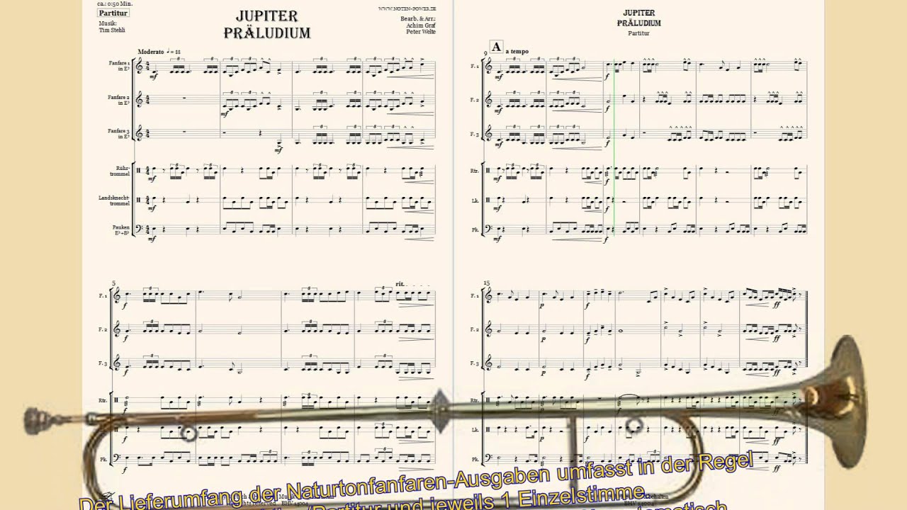 Jupiter Präludium für Naturton-Fanfaren mit Drum-Corps von Tim Stehli