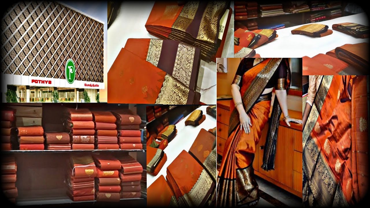 Pothys Rust orange saree collection/Pothys Trichy shopping haul #trichypothys #pothyssilksarees/Rust