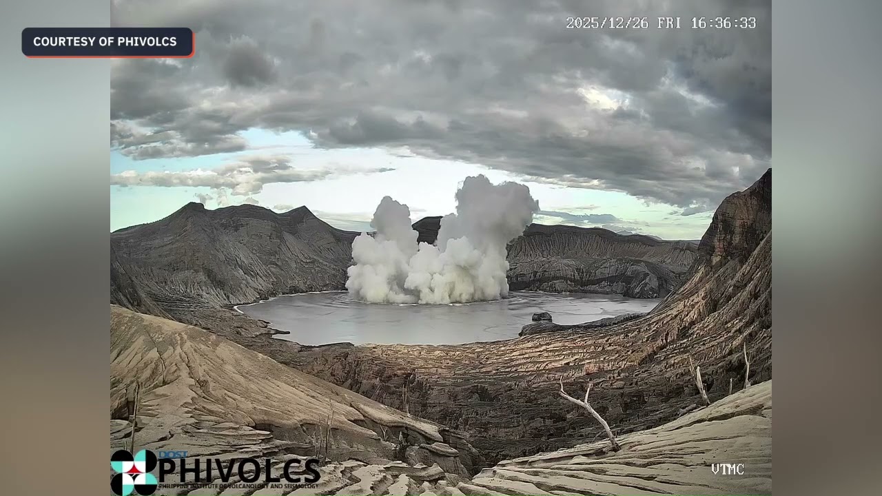 Minor phreatomagmatic eruption occurs at Taal Volcano on December 26