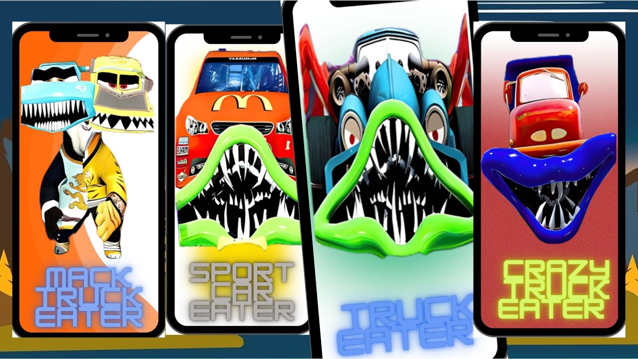 Mack Truck eater 🆚 Sport Car eater 🆚 Truck Eater 🆚 Crazy Truck Eater tiles hop 2