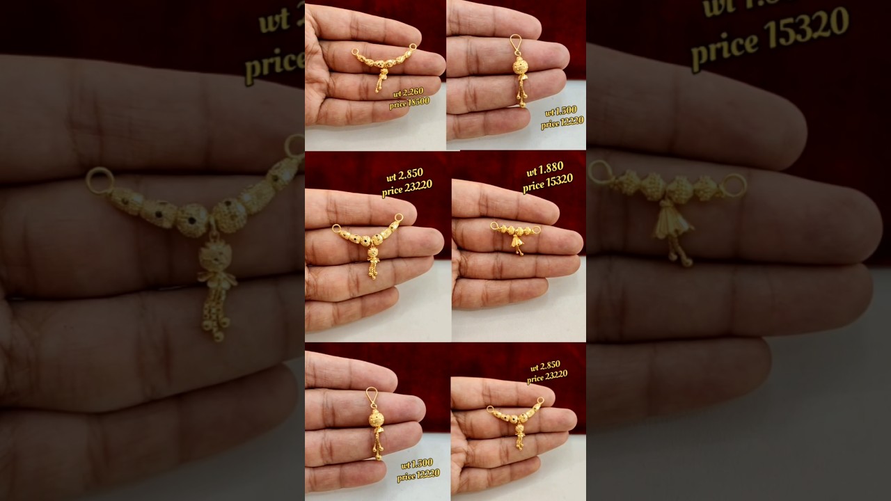 latest trending gold fancy locket design with weight and price || short mangalsutra locket designs