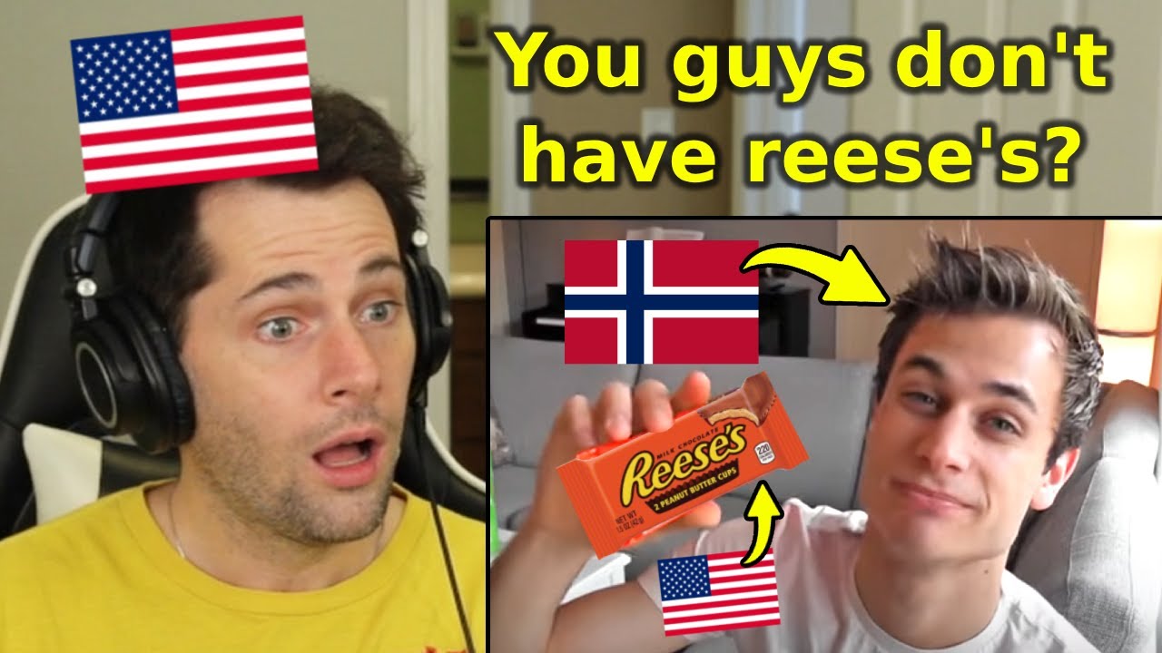 American Reacts to Norwegian Trying American Candy