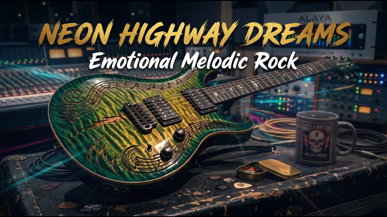 Emotional Melodic Rock Instrumental for Driving Through Neon Dreams at Midnight