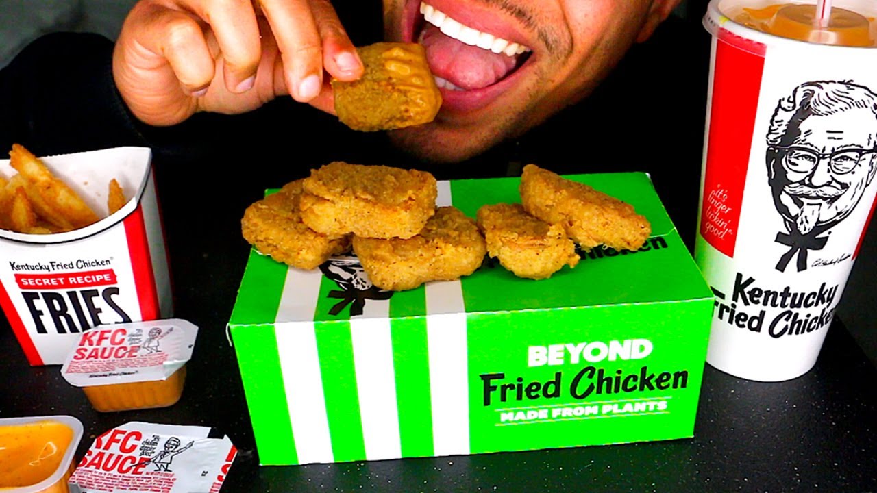 ASMR KFC BEYOND MEAT NUGGETS ARE TERRIBLE!!! EATING SHOW MOUTH SOUNDS NO TALKING JERRY