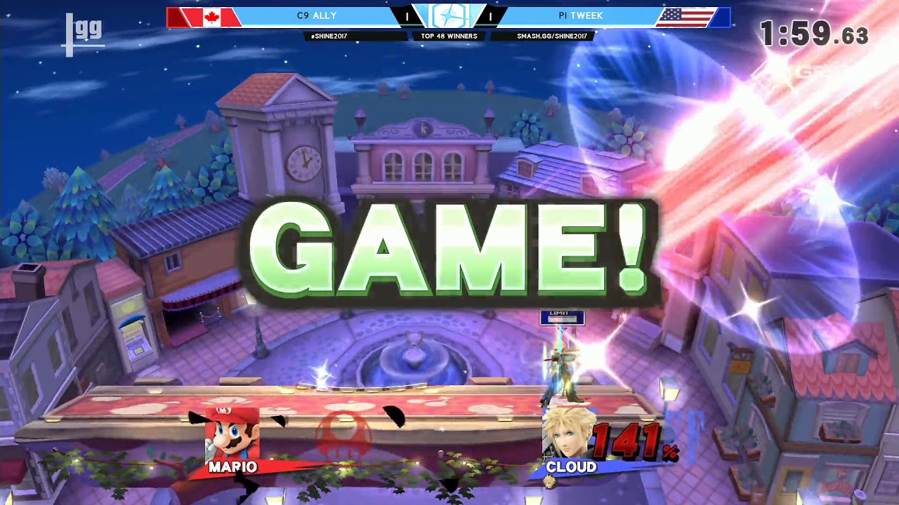 Shine 2017 Smash 4 - C9 | Ally (Mario) vs. P1 | Tweek (Cloud) - Singles Top 48
