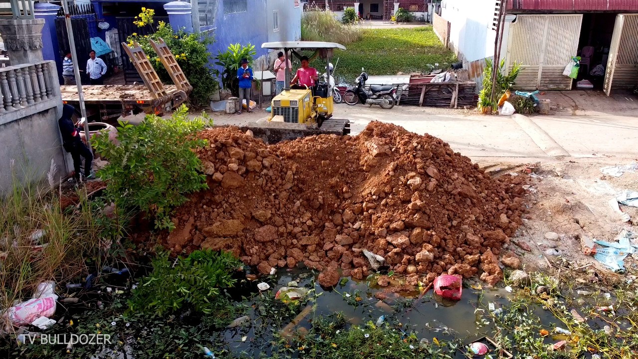 Wonderful!! Start New Project LANDFILL Delete Trash By D20P Diver Komatsu Push Soil & Truckload Soil