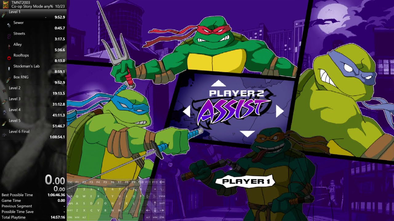 TMNT 2003 Co-op Any% Speedrun In 1:08:22 (World Record)