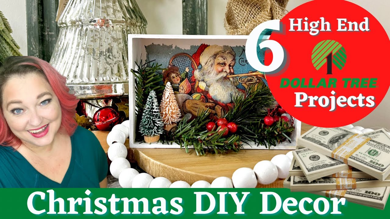 6 High End Christmas Dollar Tree Crafts for 2022 | JRV Santa Decoupage Paper | DIY Home Decor